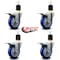 Service Caster 4'' Blue Poly Swivel 1-7/8'' Expanding Stem Caster Set Total Lock Brake, 4PK SCC-EXTTL20S414-PPUB-BLUE-178-4 - alternate 2